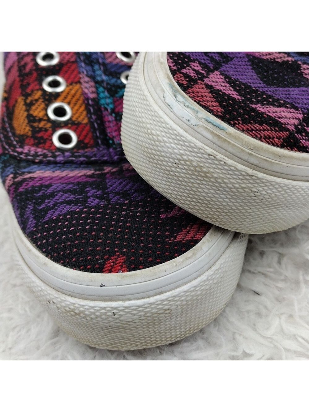 Vans Off The Wall Purple Geometric Fabric Upper Lace Less Low Top Sneaker Shoe - Picture 15 of 16